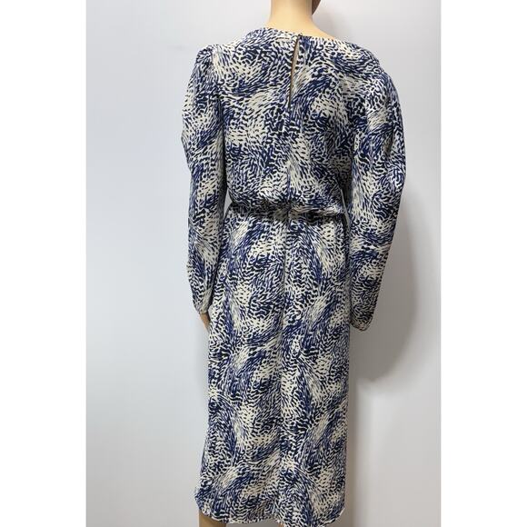 Express Printed Puff Sleeve Midi Dress Blue and White Women’s Size X-Large - Picture 6 of 14